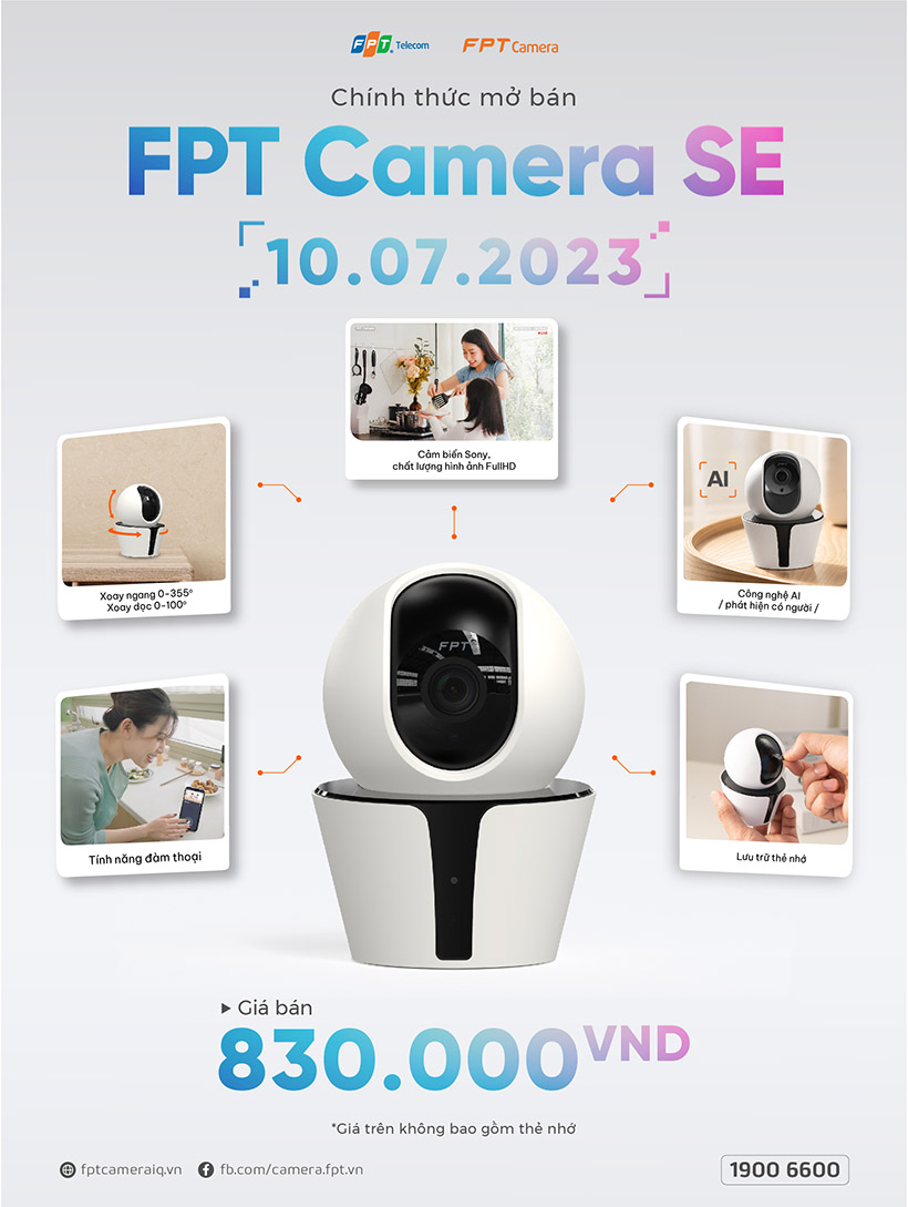 FPT Camera SE - Camera thẻ nhớ, hỗ trợ đa góc nhìn, đàm thoại 2 chiều